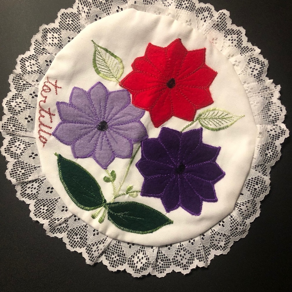 Handmade ‘tortilla’ keeper for table service.
